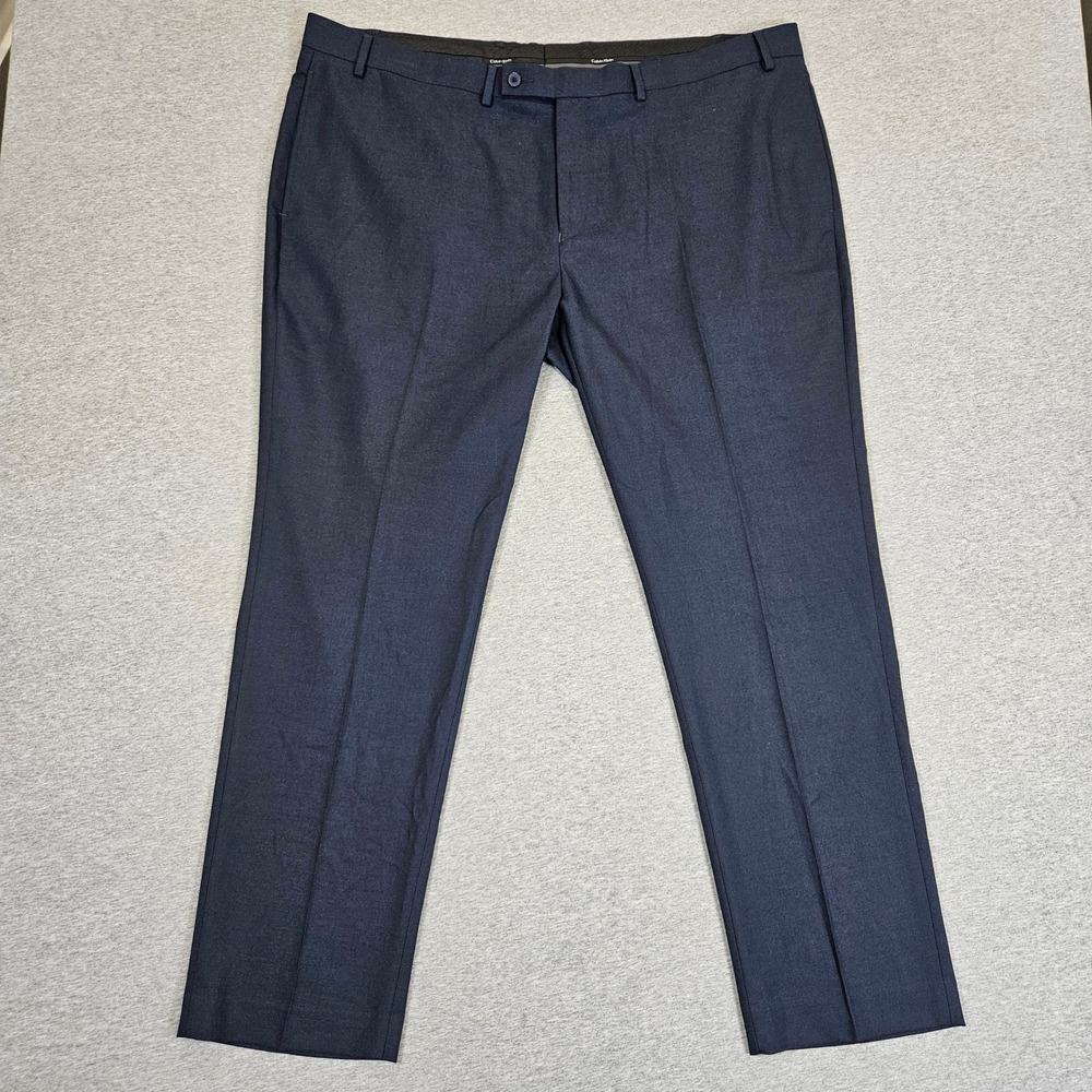 Calvin Klein X Slim Fit Navy Blue Dress Pants Mens 44W x 30L  Flat Front